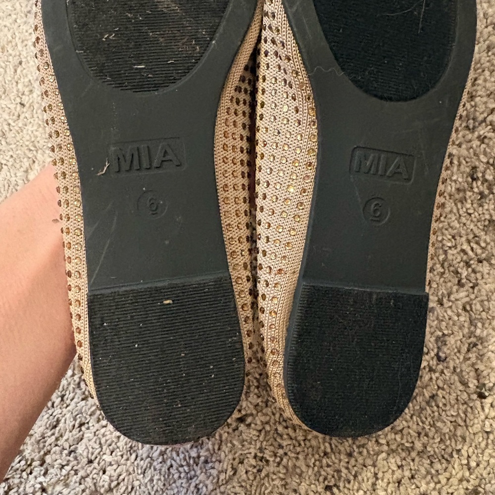 MIA Women's Gold Studded Flats - Picture 2 of 3